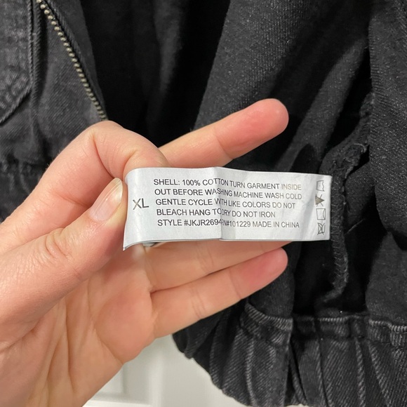 [L] STOOSH NWT Jacket denim cotton jean cropped hoodie cuffs - Picture 5 of 5